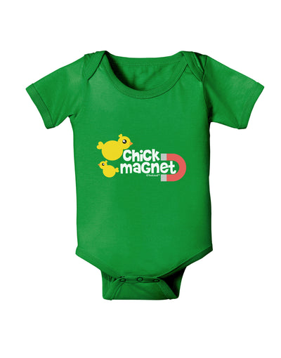 Cute Chick Magnet Design Baby Bodysuit Dark-Baby Romper-TooLoud-Clover-Green-06-Months-Davson Sales