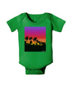 Palm Trees and Sunset Design Baby Bodysuit Dark by TooLoud