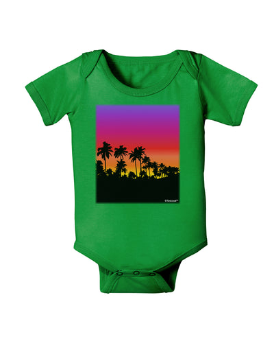 Palm Trees and Sunset Design Baby Bodysuit Dark by TooLoud