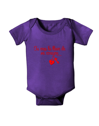 Tu Eres La Llave De Mi Corazon Baby Bodysuit Dark by TooLoud-Baby Romper-TooLoud-Purple-06-Months-Davson Sales