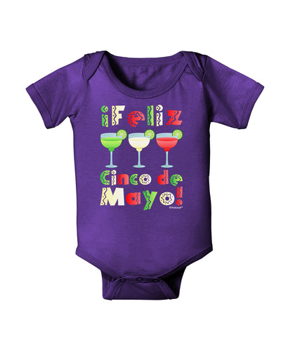 Margaritas - Mexican Flag Colors - Feliz Cinco de Mayo Baby Bodysuit Dark by TooLoud-Baby Romper-TooLoud-Purple-06-Months-Davson Sales