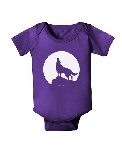 Wolf Howling at the Moon - Design #1 Baby Bodysuit Dark by TooLoud-Baby Romper-TooLoud-Purple-06-Months-Davson Sales