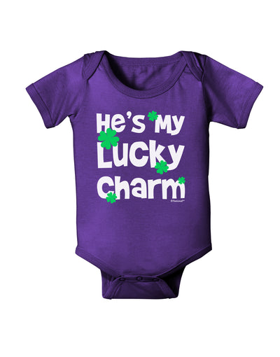 He's My Lucky Charm - Matching Couples Design Baby Bodysuit Dark by TooLoud-Baby Romper-TooLoud-Purple-06-Months-Davson Sales
