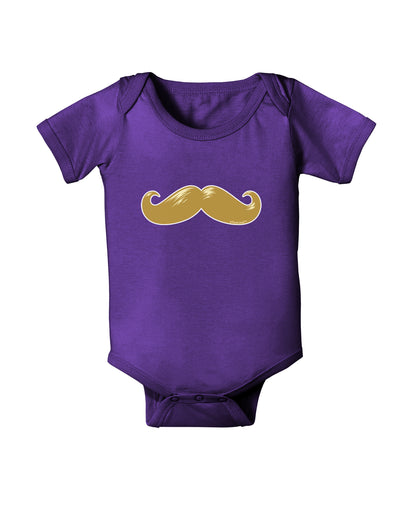 Big Gold Blonde Mustache Baby Bodysuit Dark-Baby Romper-TooLoud-Purple-06-Months-Davson Sales