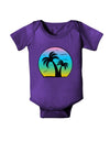 Palm Trees Silhouette - Beach Sunset Design Baby Bodysuit Dark-Baby Romper-TooLoud-Purple-06-Months-Davson Sales