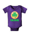 Shamrock Button - Irish Baby Bodysuit Dark by TooLoud-Baby Romper-TooLoud-Purple-06-Months-Davson Sales