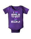 I Heart Girls That Heart EDM Baby Bodysuit Dark-Baby Romper-TooLoud-Purple-06-Months-Davson Sales