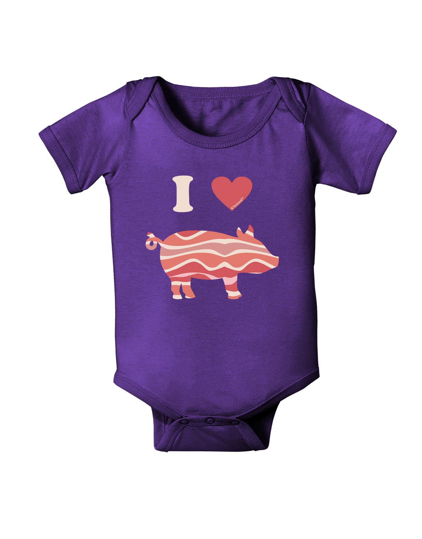 I Heart My Bacon Pig Silhouette Baby Bodysuit Dark by TooLoud-Baby Romper-TooLoud-Purple-06-Months-Davson Sales