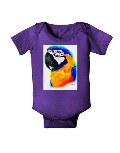 Brightly Colored Parrot Watercolor Baby Bodysuit Dark-Baby Romper-TooLoud-Purple-06-Months-Davson Sales