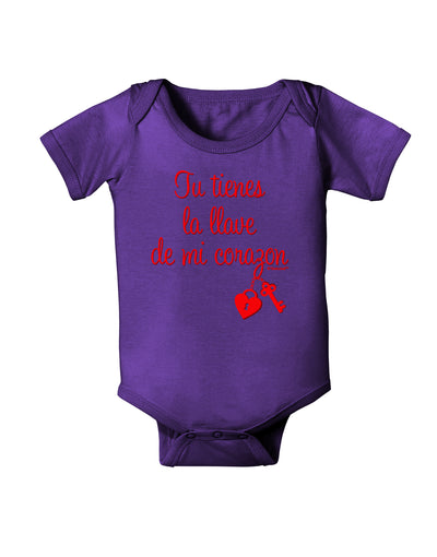 Tu Tienes La Llave De Mi Corazon Baby Bodysuit Dark by TooLoud-Baby Romper-TooLoud-Purple-06-Months-Davson Sales