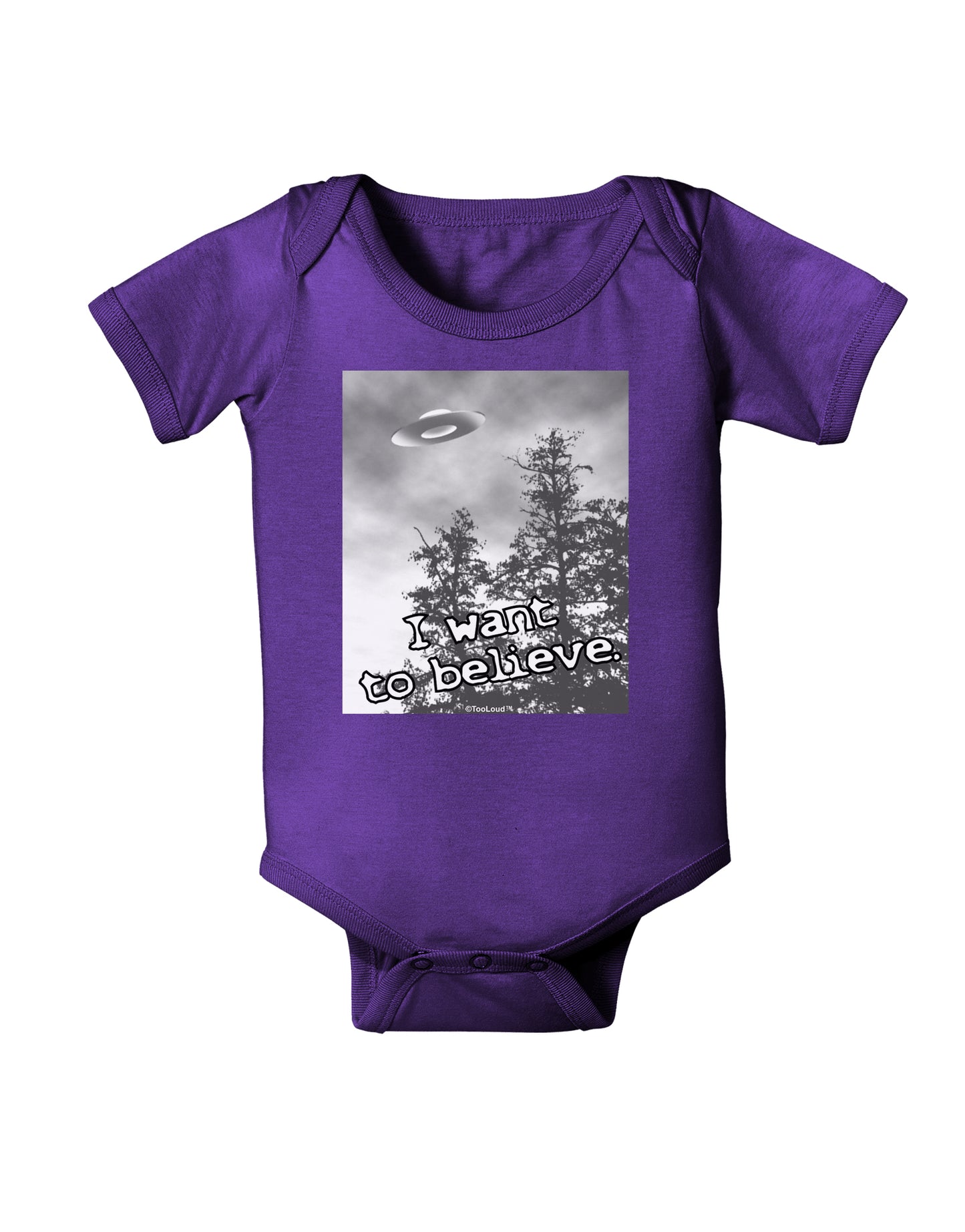 I Want to Believe - UFO Baby Bodysuit Dark by TooLoud-Baby Romper-TooLoud-Purple-06-Months-Davson Sales