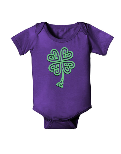 3D Style Celtic Knot 4 Leaf Clover Baby Bodysuit Dark-Baby Romper-TooLoud-Purple-06-Months-Davson Sales