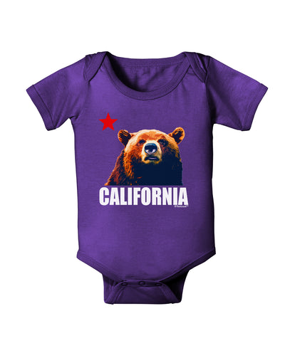 California Republic Design - Grizzly Bear and Star Baby Bodysuit Dark by TooLoud-Baby Romper-TooLoud-Purple-06-Months-Davson Sales