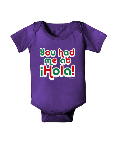 You Had Me at Hola - Mexican Flag Colors Baby Bodysuit Dark by TooLoud-Baby Romper-TooLoud-Purple-06-Months-Davson Sales