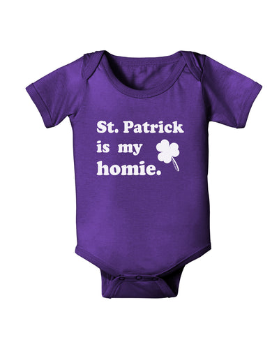 St Patrick is my Homie Baby Bodysuit Dark-Baby Romper-TooLoud-Purple-06-Months-Davson Sales