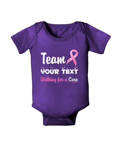 Personalized Team -Name- Breast Cancer Walk - Walking for a Cure Baby Bodysuit Dark-Baby Romper-TooLoud-Purple-06-Months-Davson Sales