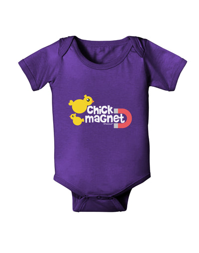 Cute Chick Magnet Design Baby Bodysuit Dark-Baby Romper-TooLoud-Purple-06-Months-Davson Sales