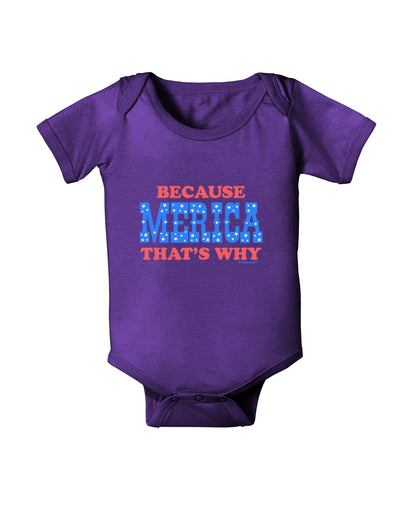Because Merica That's Why Baby Bodysuit Dark-Baby Romper-TooLoud-Purple-06-Months-Davson Sales