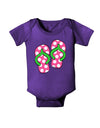 Cute Polka Dot Flip Flops - Pink and Green Baby Bodysuit Dark-Baby Romper-TooLoud-Purple-06-Months-Davson Sales