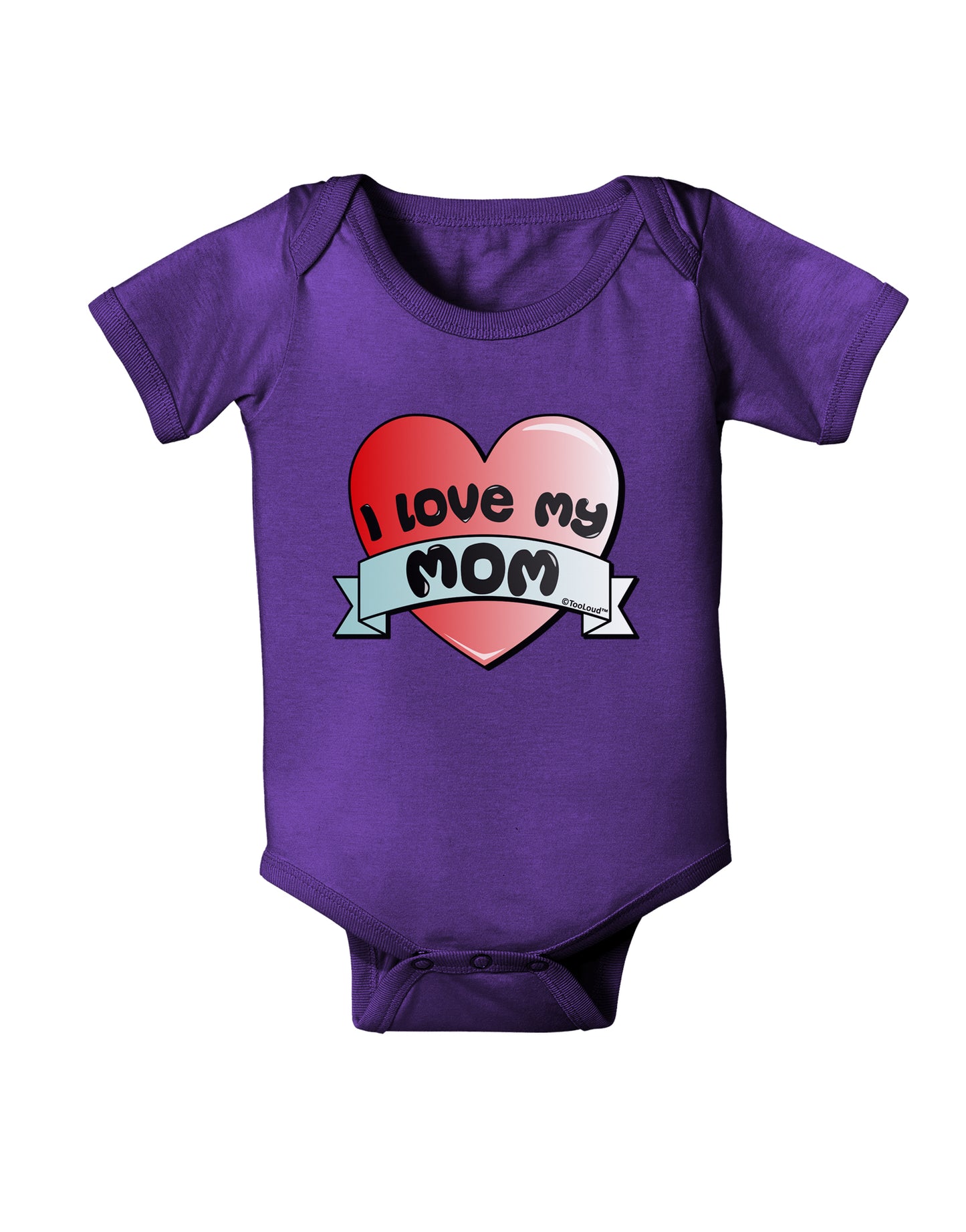 I Love My Mom - Heart Banner Design Baby Bodysuit Dark by TooLoud-Baby Romper-TooLoud-Purple-06-Months-Davson Sales