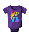 Peace and Love - Peace Heart Love Baby Bodysuit Dark-Baby Romper-TooLoud-Purple-06-Months-Davson Sales