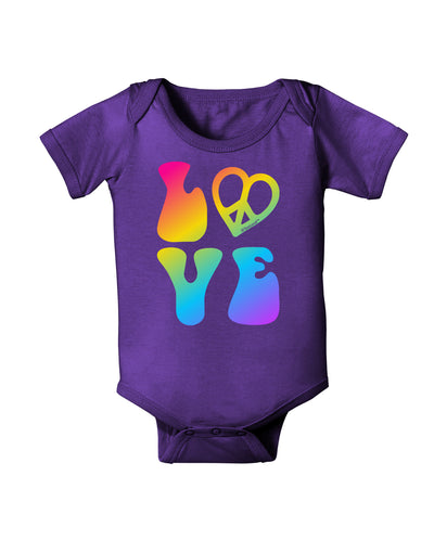 Peace and Love - Peace Heart Love Baby Bodysuit Dark-Baby Romper-TooLoud-Purple-06-Months-Davson Sales