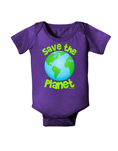 Save the Planet - Earth Baby Bodysuit Dark-Baby Romper-TooLoud-Purple-06-Months-Davson Sales