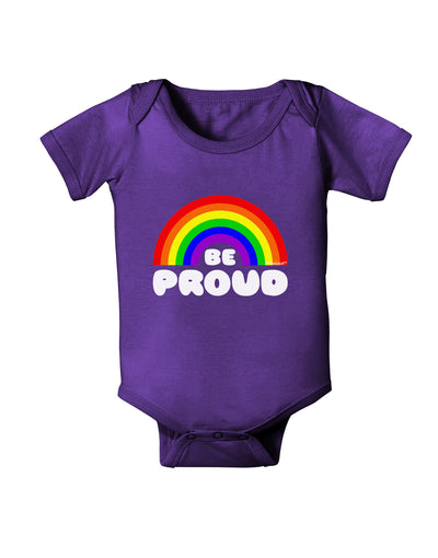 Rainbow - Be Proud Gay Pride Baby Bodysuit Dark by TooLoud-Baby Romper-TooLoud-Purple-06-Months-Davson Sales