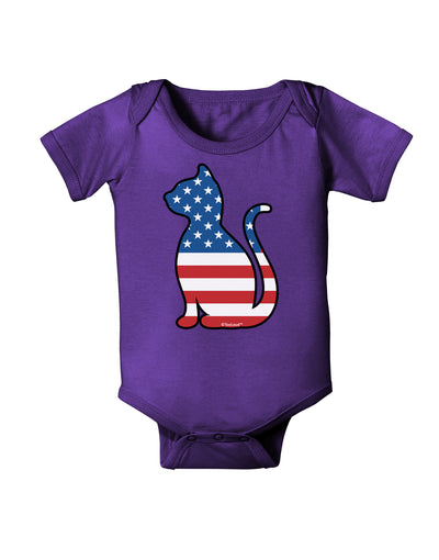 Patriotic Cat Design Baby Bodysuit Dark by TooLoud-Baby Romper-TooLoud-Purple-06-Months-Davson Sales