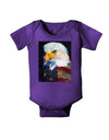 Patriotic Bald Eagle - American Flag Baby Bodysuit Dark by TooLoud-Baby Romper-TooLoud-Purple-06-Months-Davson Sales