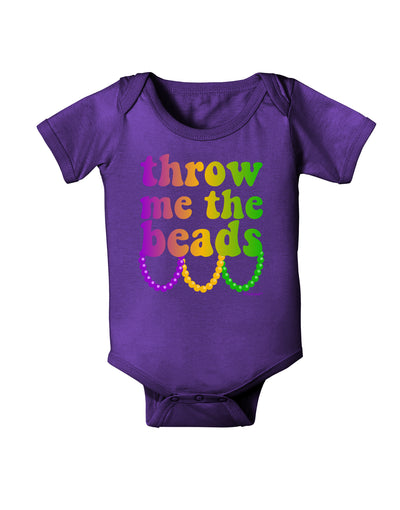 Throw Me The Beads - Mardi Gras Baby Bodysuit Dark by TooLoud-Baby Romper-TooLoud-Purple-06-Months-Davson Sales