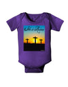 Three Crosses Sunrise - He Is Risen Baby Bodysuit Dark by TooLoud-Baby Romper-TooLoud-Purple-06-Months-Davson Sales