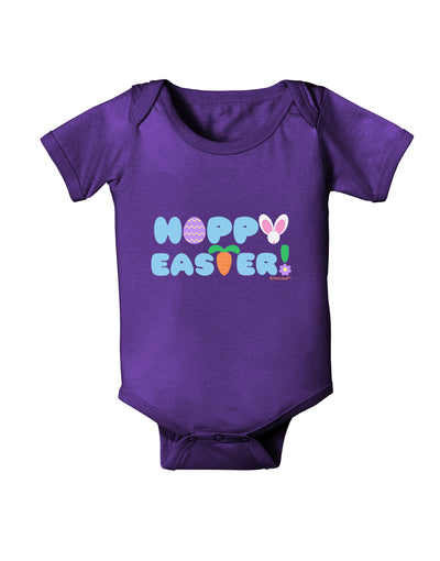 Cute Decorative Hoppy Easter Design Baby Bodysuit Dark by TooLoud-Baby Romper-TooLoud-Purple-06-Months-Davson Sales