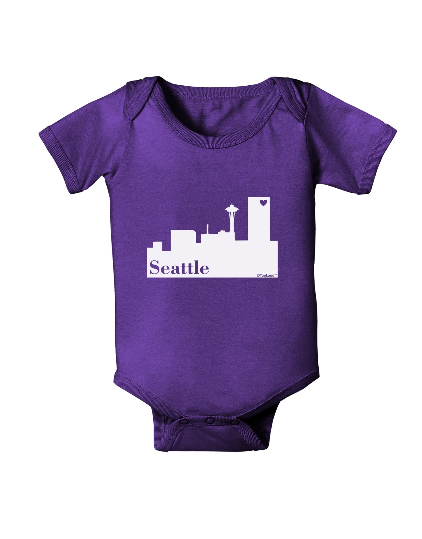 Seattle Skyline with Space Needle Baby Bodysuit Dark by TooLoud-Baby Romper-TooLoud-Purple-06-Months-Davson Sales