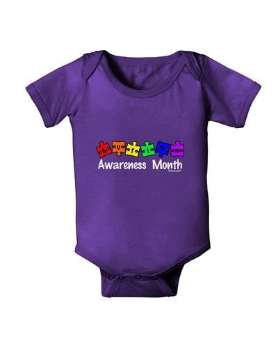 Autism Awareness Month - Colorful Puzzle Pieces Baby Bodysuit Dark by TooLoud-Baby Romper-TooLoud-Purple-06-Months-Davson Sales