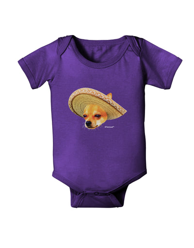 Chihuahua Dog with Sombrero - Patchwork Design Baby Bodysuit Dark by TooLoud-Baby Romper-TooLoud-Purple-06-Months-Davson Sales