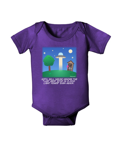 UFO Stopping At an Out-house Text Baby Bodysuit Dark by TooLoud-Baby Romper-TooLoud-Purple-06-Months-Davson Sales