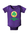 Shamrock Button - St Patrick's Day Baby Bodysuit Dark by TooLoud-Baby Romper-TooLoud-Purple-06-Months-Davson Sales