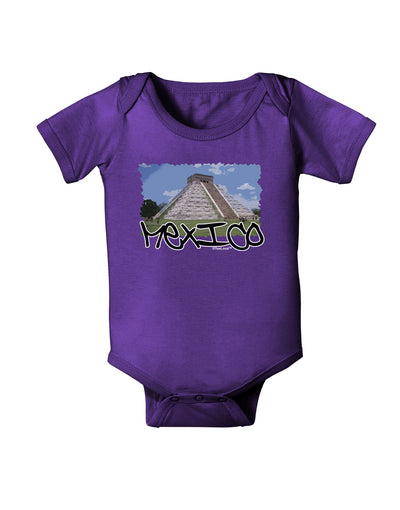 Mexico - Mayan Temple Cut-out Baby Bodysuit Dark-Baby Romper-TooLoud-Purple-06-Months-Davson Sales