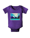 Chicago Skyline Watercolor Baby Bodysuit Dark-Baby Romper-TooLoud-Purple-06-Months-Davson Sales