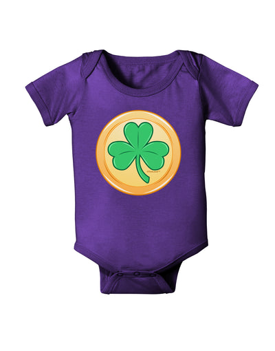 Shamrock Button Vector Design Baby Bodysuit Dark by TooLoud-Baby Romper-TooLoud-Purple-06-Months-Davson Sales