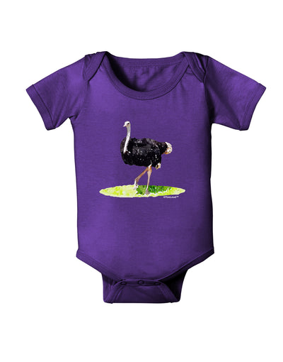 Ostrich Watercolor Baby Bodysuit Dark-Baby Romper-TooLoud-Purple-06-Months-Davson Sales