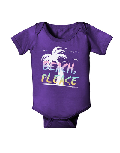 Beach Please - Summer Colors with Palm Trees Baby Bodysuit Dark-Baby Romper-TooLoud-Purple-06-Months-Davson Sales
