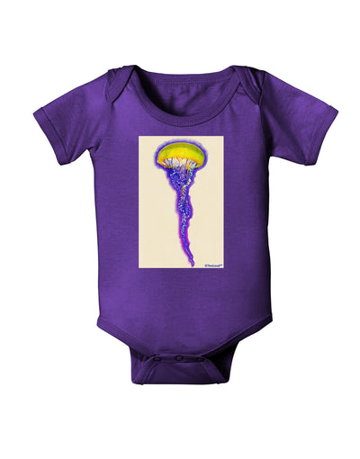 Jellyfish Outlined in Purple Watercolor Baby Bodysuit Dark-Baby Romper-TooLoud-Purple-06-Months-Davson Sales