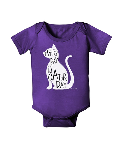 Every Day Is Caturday Cat Silhouette Baby Bodysuit Dark by TooLoud-Baby Romper-TooLoud-Purple-06-Months-Davson Sales