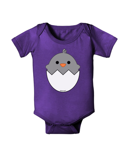 Cute Hatching Chick - Gray Baby Bodysuit Dark by TooLoud-Baby Romper-TooLoud-Purple-06-Months-Davson Sales