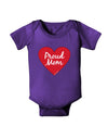 Proud Mom Heart Baby Bodysuit Dark-Baby Romper-TooLoud-Purple-06-Months-Davson Sales