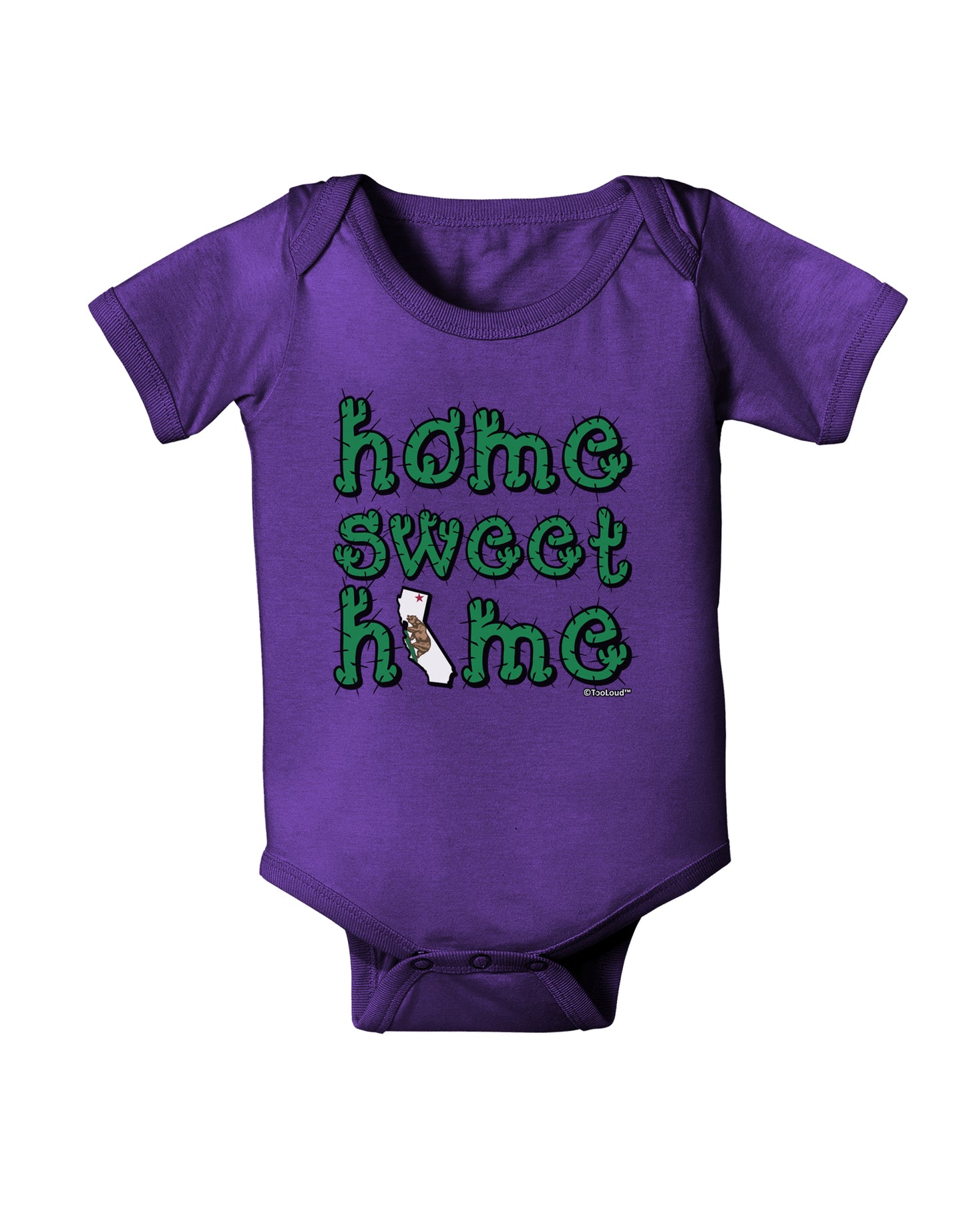 Home Sweet Home - California - Cactus and State Flag Baby Bodysuit Dark by TooLoud-Baby Romper-TooLoud-Purple-06-Months-Davson Sales