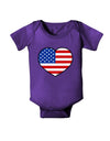 American Flag Heart Design Baby Bodysuit Dark by TooLoud-Baby Romper-TooLoud-Purple-06-Months-Davson Sales
