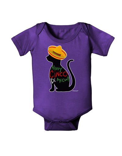 Happy Cinco de Meow - Cinco de Mayo Cat Baby Bodysuit Dark by TooLoud-Baby Romper-TooLoud-Purple-06-Months-Davson Sales